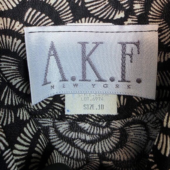 Vintage A.K.F. Blazer Jacket Womens 10 Black Floral Button Front Longline USA - Picture 3 of 10